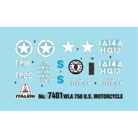 IT7401 イタレリ 1/9 WW.II アメリカ陸軍 軍用バイク WLA 750