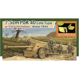 DR6250DX ドラゴン 1/35 WW.II ドイツ軍 7.5cm対戦車砲Pak40 後期型 アンツィオ 1944 降下猟兵/アルミ砲身/3Dプリントマズルフ