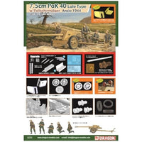 DR6250DX ドラゴン 1/35 WW.II ドイツ軍 7.5cm対戦車砲Pak40 後期型 アンツィオ 1944 降下猟兵/アルミ砲身/3Dプリントマズルフ
