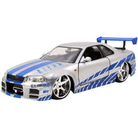 JADA97158 JADA TOYS 1/24 ブライアン 2002 ニッサン スカイライン GT-R (R34) シルバー