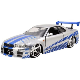 JADA97158 JADA TOYS 1/24 ブライアン 2002 ニッサン スカイライン GT-R (R34) シルバー
