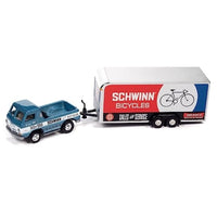 JLSP351B Johnny Lightning 1/64 1965 ダッジ A-100 ブルー & クローズ トレーラー 'SCHWINN'