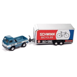 JLSP351B Johnny Lightning 1/64 1965 ダッジ A-100 ブルー & クローズ トレーラー 'SCHWINN'