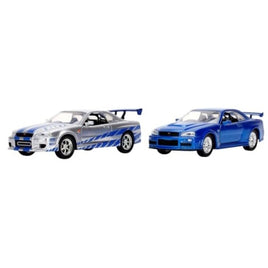 JADA31980 Jada Toys 1/32 F&F ブライアン ニッサン スカイライン R34  シルバー & ブルー ツインパック