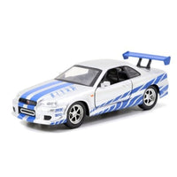 JADA31980 Jada Toys 1/32 F&F ブライアン ニッサン スカイライン R34  シルバー & ブルー ツインパック