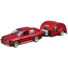 MS15368BM Maisto 1/64 1988 BMW 3シリーズ M3 /トラベラー トレーラー レッド