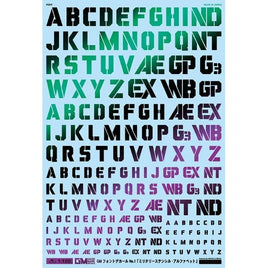 GM-610 1/100 GM フォントデカール No.1「ミリタリーステンシル ・アルファベット」プリズムブラック&ネオンブルー