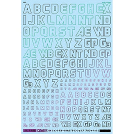 GM-612 1/100 GM フォントデカール No.2「ラインシェイプ ・アルファベット」プリズムブラック&ネオンブルー