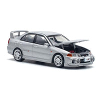 PR640140 POP RACE 1/64 MITSUBISHI LANCER EVOLUTION IV - STEEL SILVER