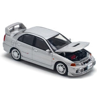 PR640140 POP RACE 1/64 MITSUBISHI LANCER EVOLUTION IV - STEEL SILVER