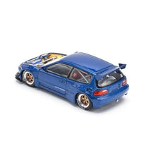 PR640174 POP RACE 1/64 PANDEM CIVIC EG6 METALLIC BLUE WITH OPEN HOOD