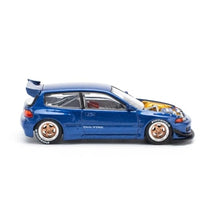 PR640174 POP RACE 1/64 PANDEM CIVIC EG6 METALLIC BLUE WITH OPEN HOOD