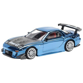 PR640223 POP RACE 1/64 MAZDA RX7 RE-AMEMIYA WIDEBODY - BLUE CHROME