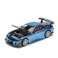PR640223 POP RACE 1/64 MAZDA RX7 RE-AMEMIYA WIDEBODY - BLUE CHROME