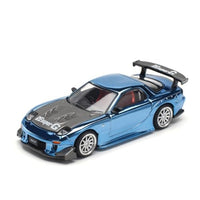 PR640223 POP RACE 1/64 MAZDA RX7 RE-AMEMIYA WIDEBODY - BLUE CHROME