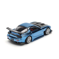 PR640223 POP RACE 1/64 MAZDA RX7 RE-AMEMIYA WIDEBODY - BLUE CHROME