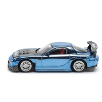 PR640223 POP RACE 1/64 MAZDA RX7 RE-AMEMIYA WIDEBODY - BLUE CHROME