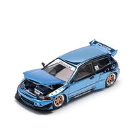 PR640206 POP RACE 1/64 PANDEM CIVIC EG6 - BLUE CHROME