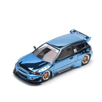 PR640206 POP RACE 1/64 PANDEM CIVIC EG6 - BLUE CHROME