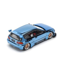 PR640206 POP RACE 1/64 PANDEM CIVIC EG6 - BLUE CHROME