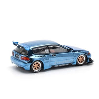 PR640206 POP RACE 1/64 PANDEM CIVIC EG6 - BLUE CHROME