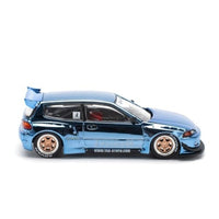 PR640206 POP RACE 1/64 PANDEM CIVIC EG6 - BLUE CHROME