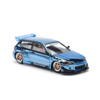PR640206 POP RACE 1/64 PANDEM CIVIC EG6 - BLUE CHROME