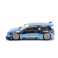 PR640206 POP RACE 1/64 PANDEM CIVIC EG6 - BLUE CHROME