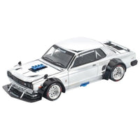 PR640330 POP RACE 1/64 SKYLINE GT-R V8 DRIFT (HAKOSUKA) SILVER CHROME