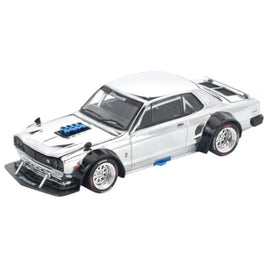 PR640330 POP RACE 1/64 SKYLINE GT-R V8 DRIFT (HAKOSUKA) SILVER CHROME