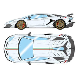 EML025F EIDOLON 1/18 Lamborghini Aventador SVJ 2018 ビアンコアイシス/イタリアンストライプ