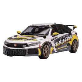 M65315 MOTORHELIX 1/64 ホンダ シビック タイプR(FL5) J's Racing  パールホワイト/グレー・イエローストライプ(Gold Rims)