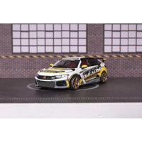 M65315 MOTORHELIX 1/64 ホンダ シビック タイプR(FL5) J's Racing  パールホワイト/グレー・イエローストライプ(Gold Rims)
