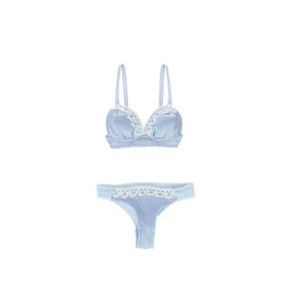QZC004-LBW Q'z エレガントレースブラ&ショーツset ライトブルー×ホワイト
