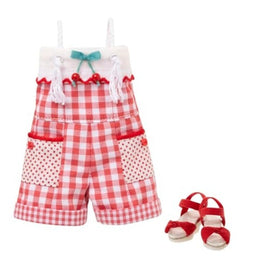 BBS003-RED BonBons チェリー&ギンガムショートオールインワンセット レッド