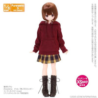 AKT177-BRW 1/6 レースアップセミロングブーツ ブラウン