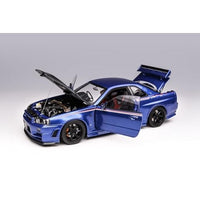 M83430 MOTORHELIX 1/18 日産 スカイライン GT-R (R34) NISMO CUSTOMIZED カーボンボンネット バージョン ベイサイドブルー