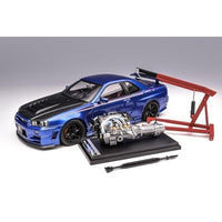 M83430 MOTORHELIX 1/18 日産 スカイライン GT-R (R34) NISMO CUSTOMIZED カーボンボンネット バージョン ベイサイドブルー