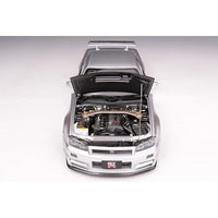 M83431 MOTORHELIX 1/18 日産 スカイライン GT-R (R34) NISMO CUSTOMIZED カーボンボンネット バージョン シルバー