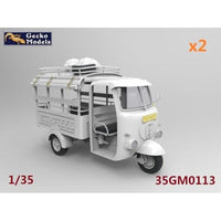 GEC35GM0113 ゲッコーモデル 1/35 サイゴン ランブロ550 シャトル 三輪自動車w/休憩中の運転手 1960~70年代 (2両セット、フィギュア