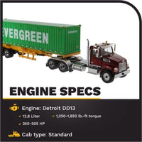 71049 DIECAST MASTERS 1/50 ウエスタンスター 4700 SB タンデム Mレッド 40 Dry EverGreen