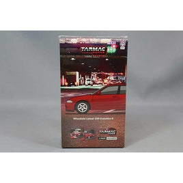 T64G-049-RE Tarmac Works 1/64 Mitsubishi Lancer GSR  Evolution II Red  Model Car + Trading Cards Com