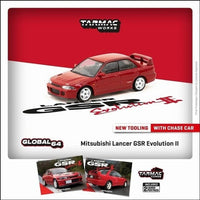 T64G-049-RE Tarmac Works 1/64 Mitsubishi Lancer GSR  Evolution II Red  Model Car + Trading Cards Com
