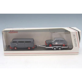 87U00067 1/87 VW T2 Bus with trailer and VW Golf I GTI