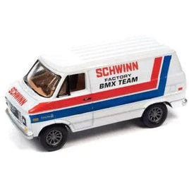 JLSP311 Johnny Lightning 1/64 Schwinn 1976 シェビー バン G20 BMX フリースタイル バイク ホワイト/ストライプ/ロゴ