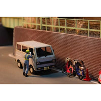MS077 1/80ペーパーキット まちかどアクセサリーシリーズ 軽自動車バン(白・青・シルバー)