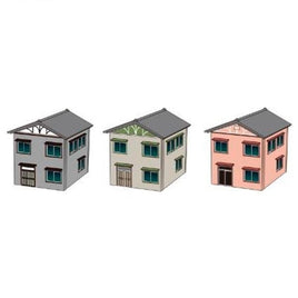 2600 着色済み 住宅セットC(昭和モダン建築・3棟入り)