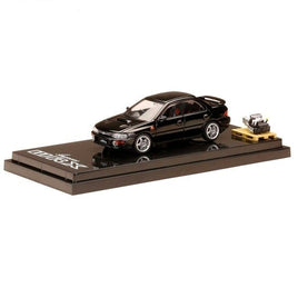 HJ642013ABK 1/64 SUBARU IMPREZA WRX (GC8)  1992 with Engine Display Model Black Mica