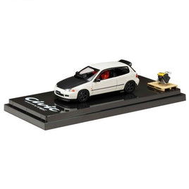 HJ642017AW HJ64 1/64 Honda CIVIC (EG6) JDM Style Customized Version with Engine Display Model WHITE