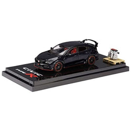 HJ642055ABK HJ64 1/64 Honda CIVIC Type R (FK8) 2020 with Engine Display Model CRISTAL BLACK PEARL